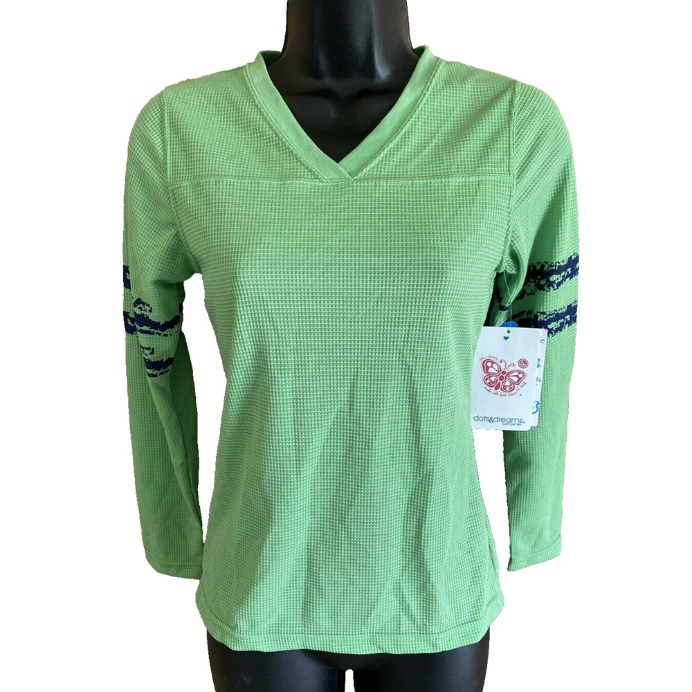 Dot & Dreams Girls Thermal Shirt Size Medium Green New Long Sleeve Top